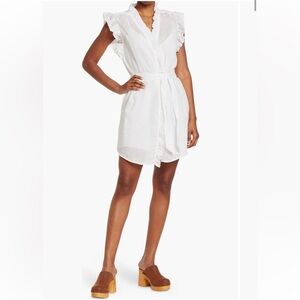 ‼️RARE‼️🎸FRAME🎸🔥NWT🔥Lauren Ruffle Dress in White—S